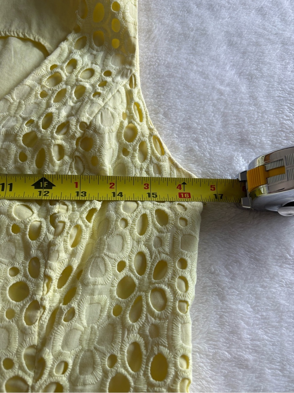 Tommy Hilfiger Butter Yellow Eyelet V-Neck Sleeveless Mini Dress - Picture 10 of 17